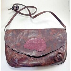Carlos Falchi Leather Crossbody/Shoulder Bag Womens Varied Purple Vintage Unique